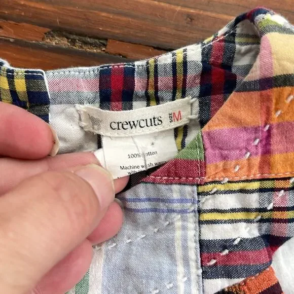 J. Crew CREWCUTS madras patchwork plaid sleeveless dress sz M - Picture 4 of 5